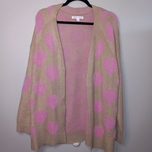 Fuzzy heart cardigan